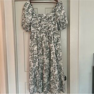 Abercrombie & Fitch - Emerson Poplin Puff Sleeve Midi Dress Size LT